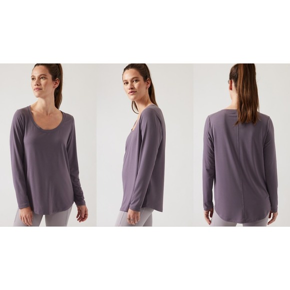 Athleta Tops - Athleta Stratus II Top Womens XL Dusk Violet Scoop Neck Long Sleeve Workout Gym